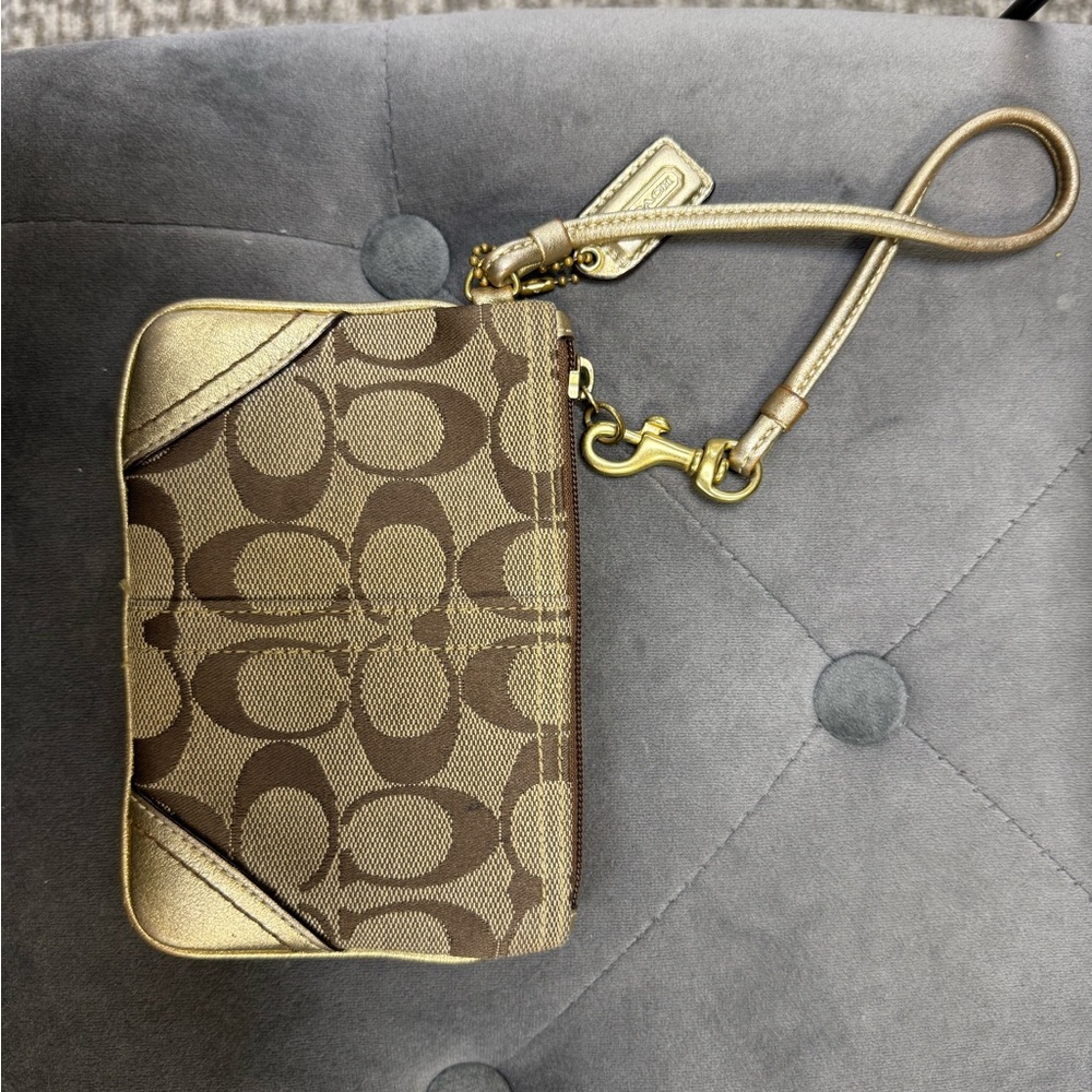Brown and Gold Wristlet